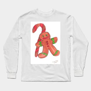 Gingerbread Person Watercolor Long Sleeve T-Shirt